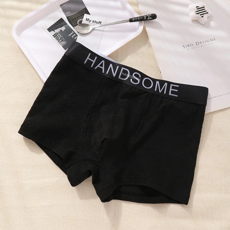High Quality New Arrival Jacquard Cotton Pants Men's Underwear Home Outdoor Boxer Briefs with Mid-Rise Waist
