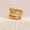 Dreamshow Multi-layered Zircon Gold Plated Ring Fashion Tarnish Free Waterproof Stainless Steel Jewelry MegaBDM