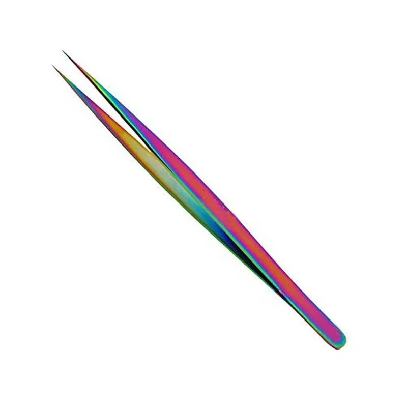 High Quality Straight Isolation Tweezers with Slim Profile Rainbow Finish Custom Logo Price