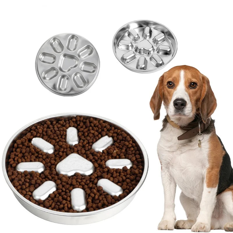 Wholesale Durable High Slow Feeder Dog Bowl Non-Slip Stainless Steel Puzzle Maze Rectangle Portable Pet Slow Food Bowl Neck MegaBDM