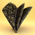 Black and Gold Paisley Jacquard Woven Pocket Square