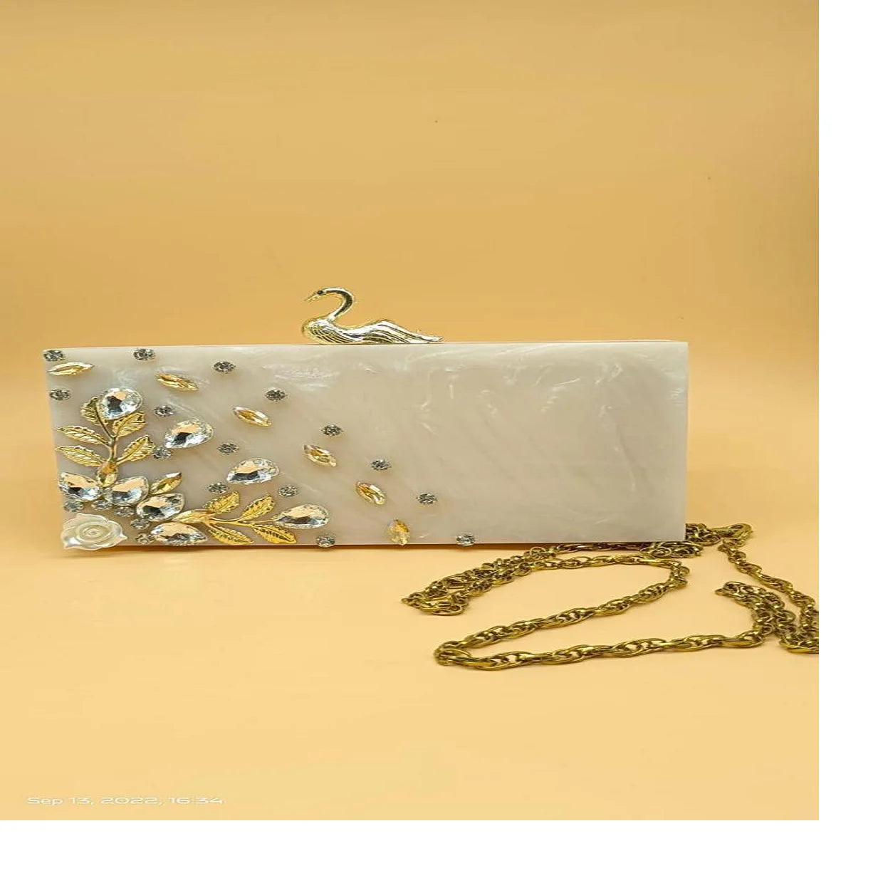 Custom Made Iron Clutches Embellished Crystals Stone Pattern Eco-Friendly Evening/Party Fashion Accessories Resale Trapeze Shape