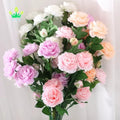 Wholesale 3 Head Rose Flowers Artificial Silk European Peony Flowers for Home Wedding