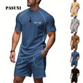 PASUXI Wholesale Men's Summer 2-Piece Sports Suit - Breathable Quick-Dry Short Sleeve T-Shirt & Athletic Shorts Set