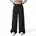 Custom High-Waisted Flat Front Wide Leg Streetwear Sweatpants Women Winter Gym Workout Long Pants Windproof Eco-Friendly Heavy
