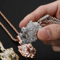 Luxury Brass Gold Plated Lion Head Pendant Lab Zircon Inlay Exquisite Animal Jewelry Men Women Hip Hop Style Rope Chain