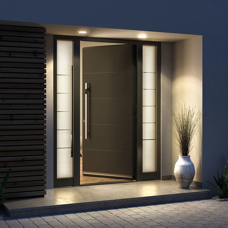 Modern Stainless Steel Pivot Door - High-Security Anti-Burglar Entry Door with Matte Finish for House Front Entrance