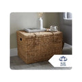 Decorative Handwoven Water Hyacinth Box for Storage with Lid and Handles Blue Lotus Vietnam