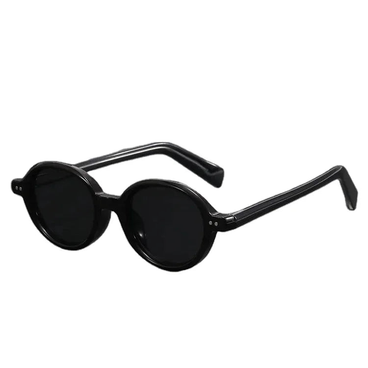 Retro Oval Black Frame UV400 Unisex Full Frame Outdoor Sunglasses