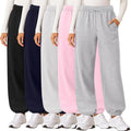 Women's High Waisted Flat Front Wide Leg Ankle-Length Eco-Friendly Fleece Sporty Breathable Warm Solid Color Winter Sweatpants