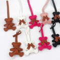 Wholesale Fashion Cartoon Teddy Bear Bow Leather Keychain Bag Pendants Cute Bear PU Leather Keychain Purse Charm Decor Keyring