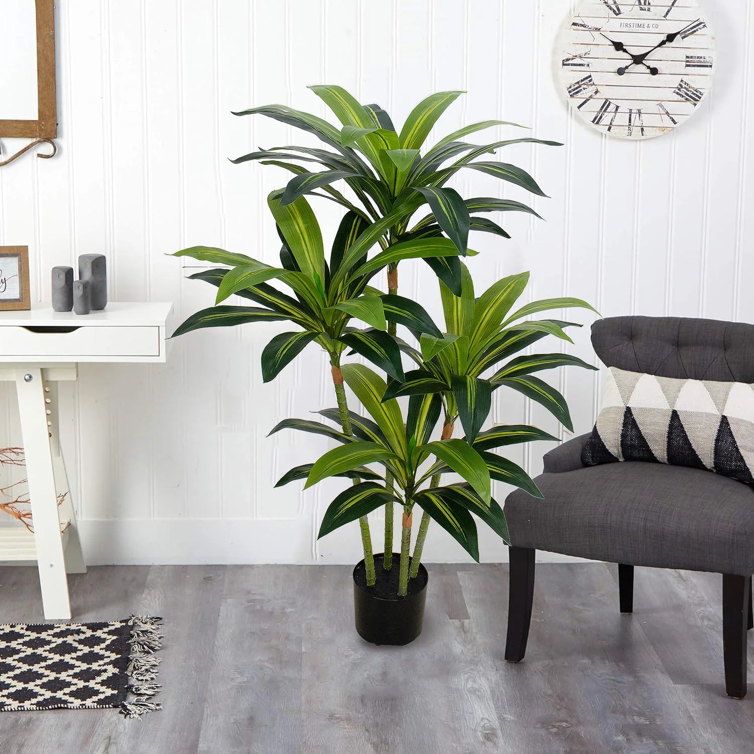 SKVT-Zhen Four Branches Yellow Heart Brazilian Wood Dracaena Fragrans Artificial Plants & Greenery
