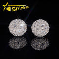 Solid Silver Iced Out VVS Moissanite Mosaic Inverted Men Circle Diamond Studs Earrings