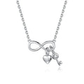 S925 Sterling Silver Women Fashion Heart Bracelet Clavicle Chain Pendant Silver Mother Daughter Necklace for Women