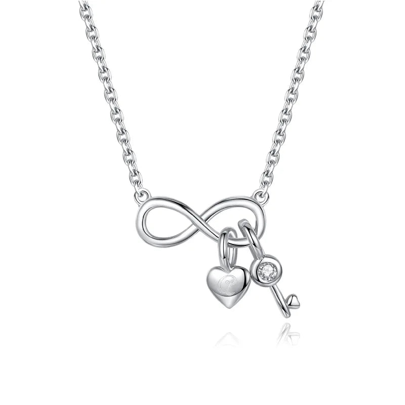S925 Sterling Silver Women Fashion Heart Bracelet Clavicle Chain Pendant Silver Mother Daughter Necklace for Women