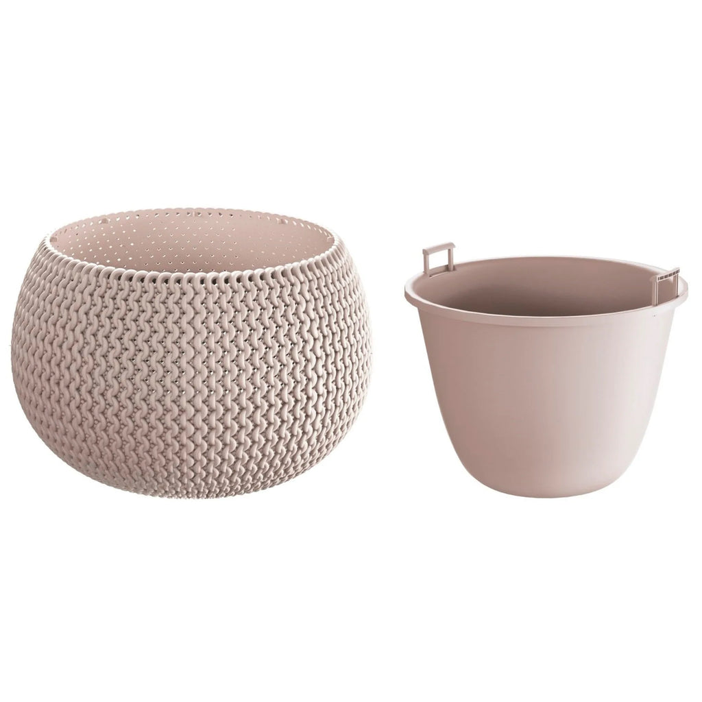 Round Splofy Bowl plastic planter with reservoir in mocha color 14.4 (length) x 14.4 (width) x 11 (height) cm