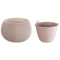 Round Splofy Bowl plastic planter with reservoir in mocha color 14.4 (length) x 14.4 (width) x 11 (height) cm