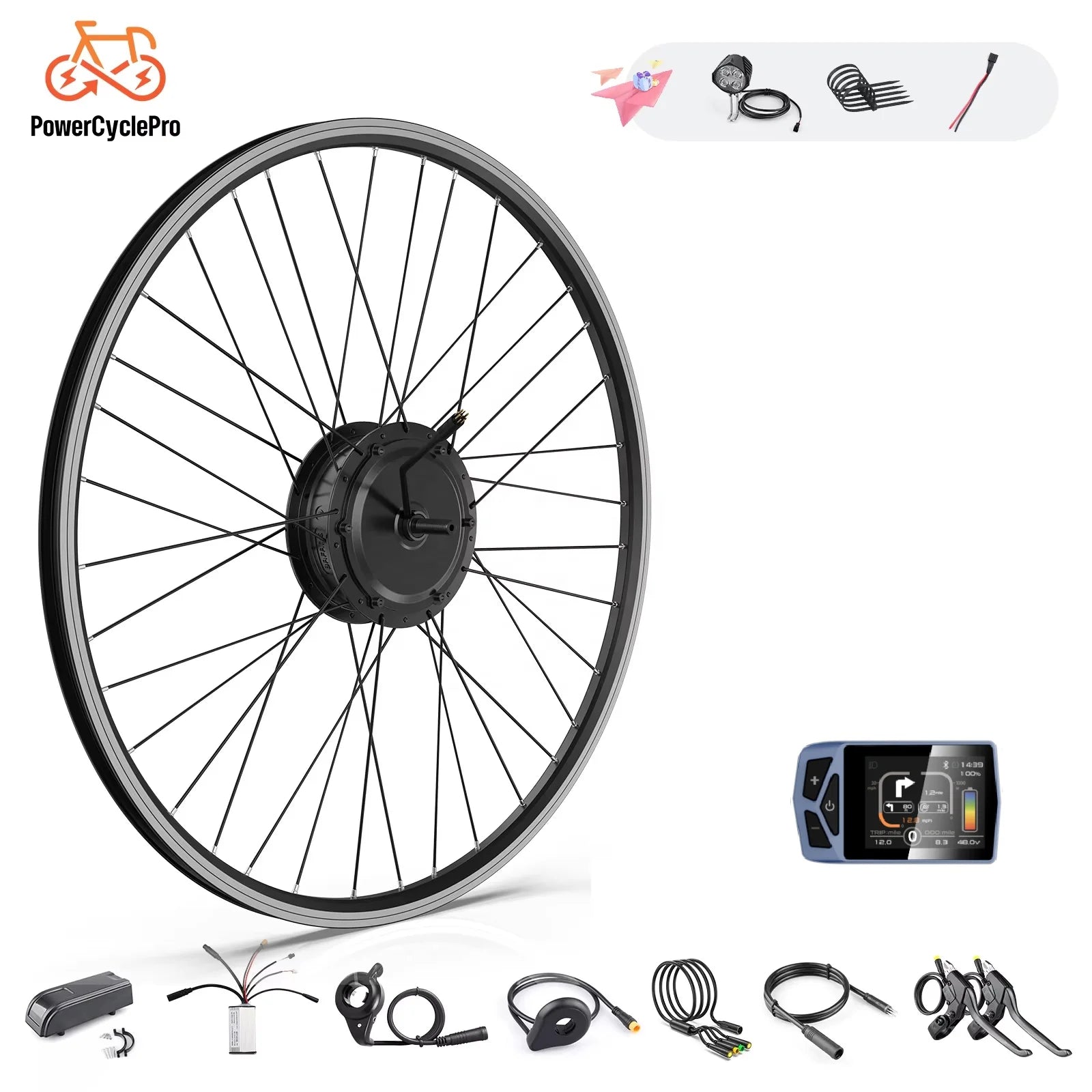 Bafang 48V 500W Front Hub Motor Electric Bike Conversion Kit DC Type Cassette for 20/26/700C Electric Bike Disc Rim