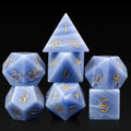 Wholesale 7pcs 16mm Natural Gemstone DND Engraved Handmade Polyhedral Dice Set in Metal Box for Dungeons Dragons