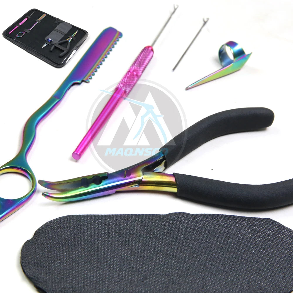 Microlinks Professional Hair Extensions Kit Tools Hair Extension Pliers Micro Links Silicone Rings Bead Made Durable Steel Metal