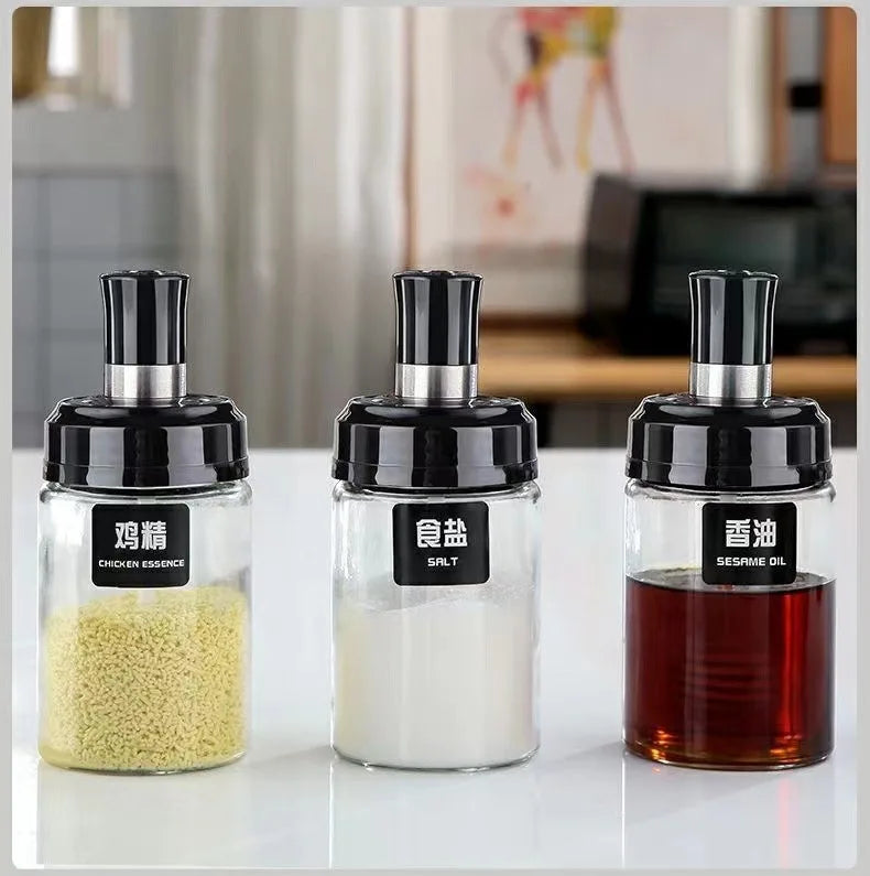 Aikeyi Kitchen Spice Jar Pepper Shaker Scoop Cover High Borosilicate Glass 250ml Eco-Friendly Transparent Customized Logo