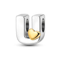 Silver Fashion Letter Series-Letter U Charms Beads Fit Pan Bracelet With Heart Classic Jewelry for Children Weddings Party