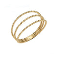 Ins Style Women Minimalist Fashion Jewelry 18k Gold Plated Stainless Steel Three Layers Twisted Ring