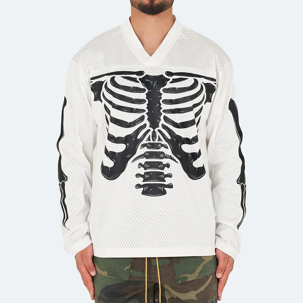 Custom Retro Hip Hop Streetwear Long Sleeve Jersey Oversized 200 Grams 100% Cotton Breathable Quick Dry Loose Fit Men's T-shirts