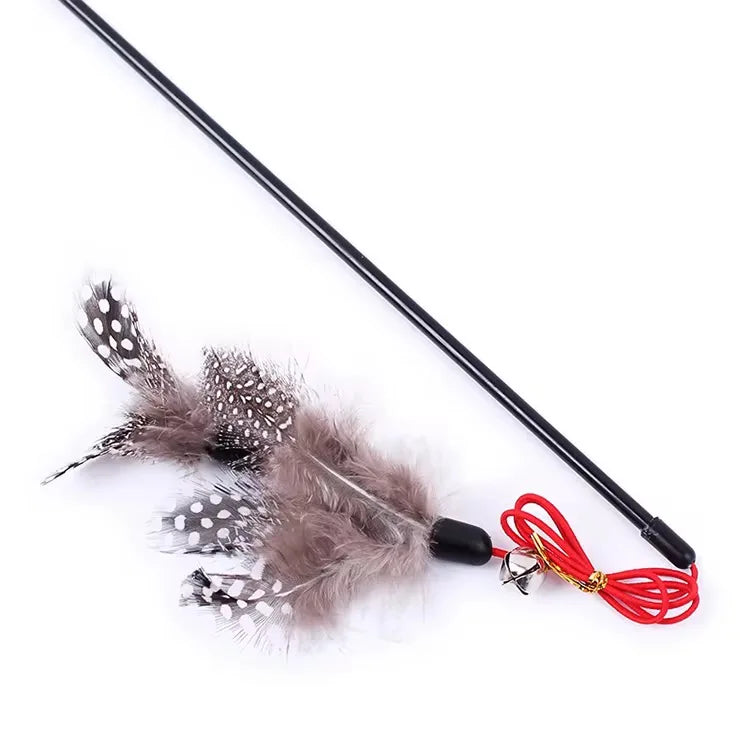 Eco-friendly Double Layered Feather Cat Teaser Wand with Bell Funny Modern & Fashion Cat Toy China Manufacturer