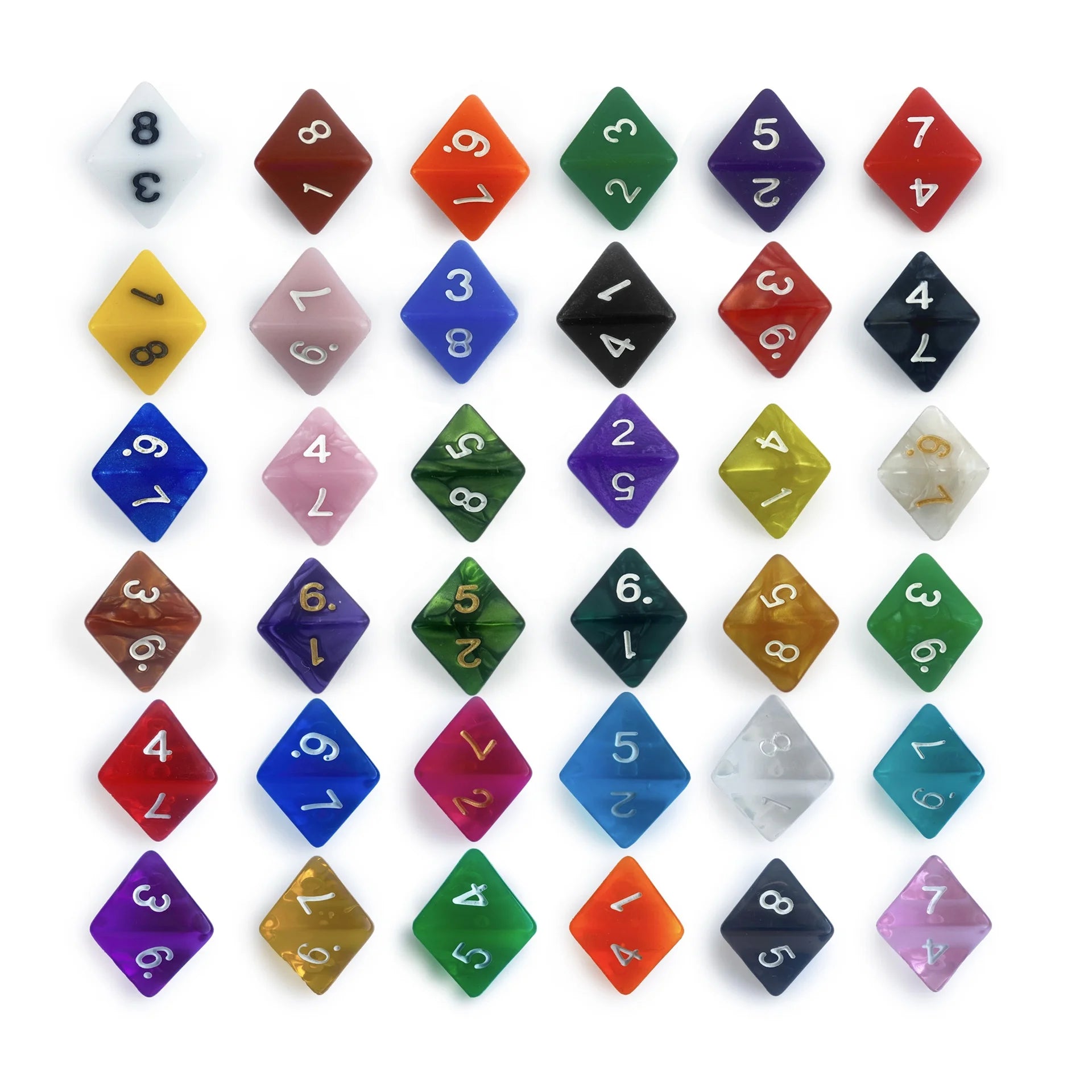 Bulk Wholesale 500pcs Mixed Style Polyhedral 8 Sided Acrylic D8 Dice Eco-Friendly & Durable for DND Game