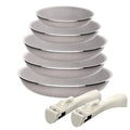 5-piece set: 5 frying pans 18cm + 20cm + 2x 24cm + 28cm in pressed aluminum with ILAG coating with 2 removable handles