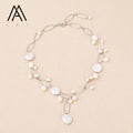 Platinum Plated Baroque Pearl Chain Necklaces Fashionable Trendy Jewelry for Parties