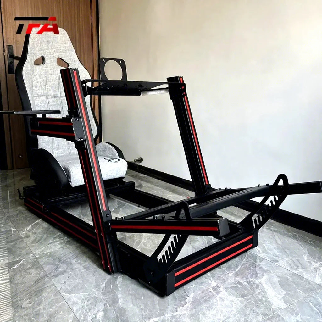 Premium Adjustable VR Motion Racing Simulator Cockpit Seat Aluminum Frame Monitor Mount for Car Racing Sports Entertainment