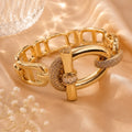 Resoul Chunky Chain Link Bangle Bracelet 18k Gold Plated Cubic Zirconia Luxury Cuff Jewelry Women Party Streetwear MegaBDM