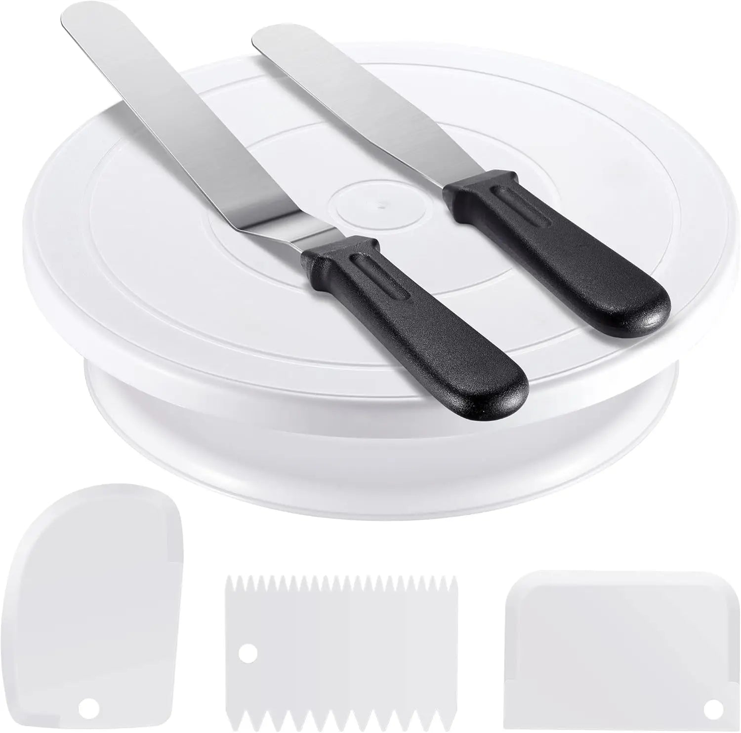 Cake Decorating Turntable Set Rotating Cake Stand with Icing Spatula & Scraper