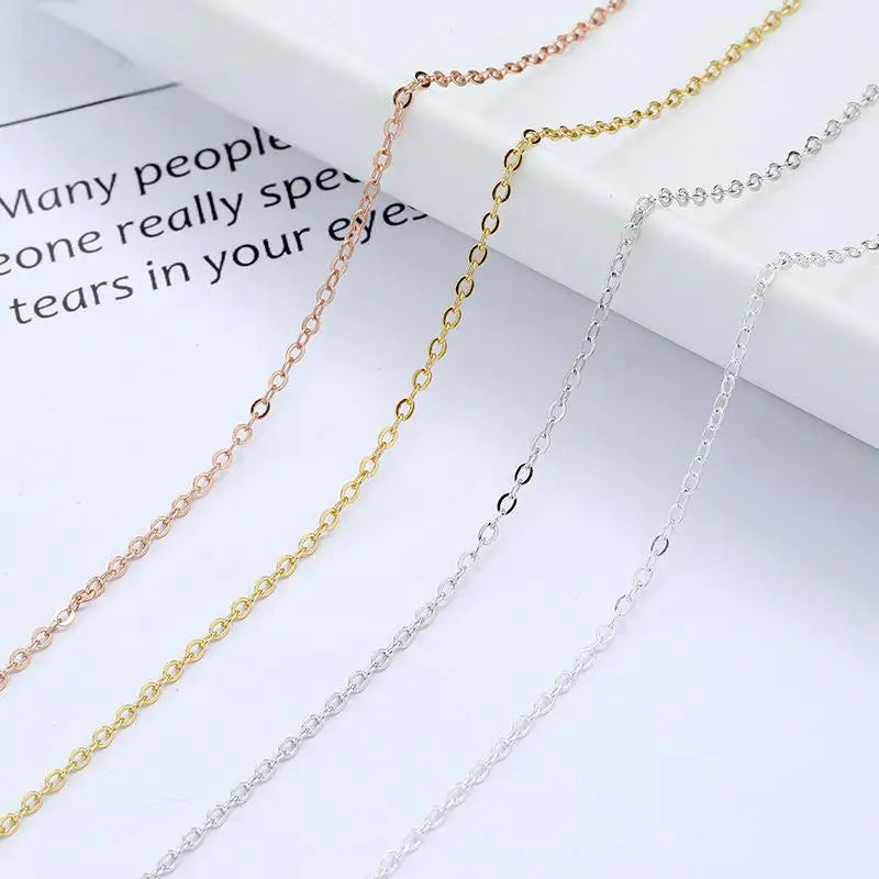 Boasta Fashion 925 Sterling Silver Link Chain Basic Minimalist Necklace Fine 18K Gold Rose Gold Plated Jewelry for Woman Lady