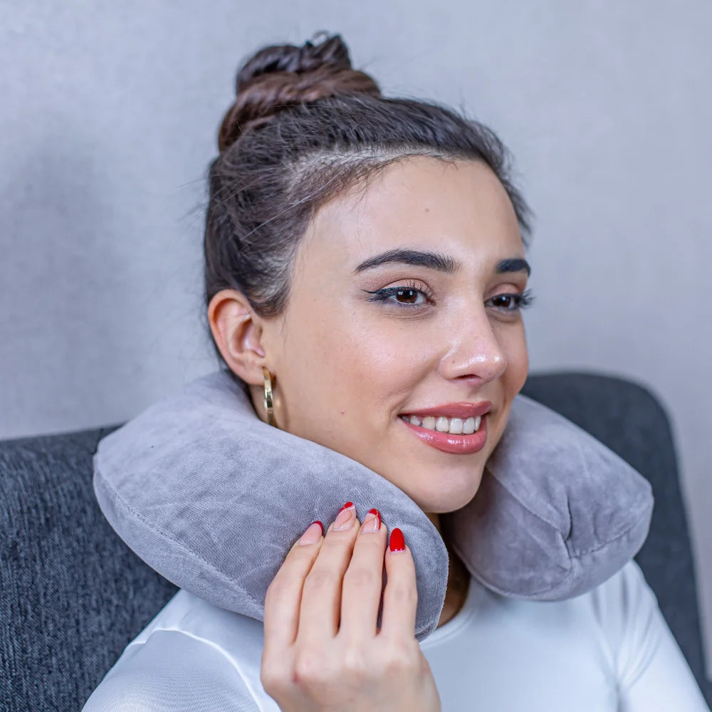 Eco-Friendly U-Shaped Memory Foam Cooling Travel Pillow Solid Velvet Cover 32*29*12 Home Decor Hospital Hotel Use EU Product