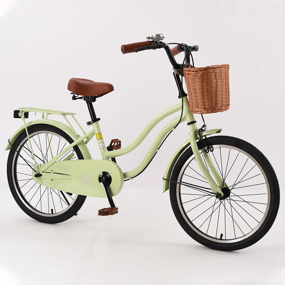 Multiple Colors Children's Girls Bicycle Retro Style Bikes Teenagers 20 Inch Kid's Bicycle With Kickstand & Basket