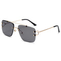 Custom Logo 2025 Fashion Retro Gold Metal Big Frame Sun Glasses UV400 Square Rimless Sunglasses Men Women