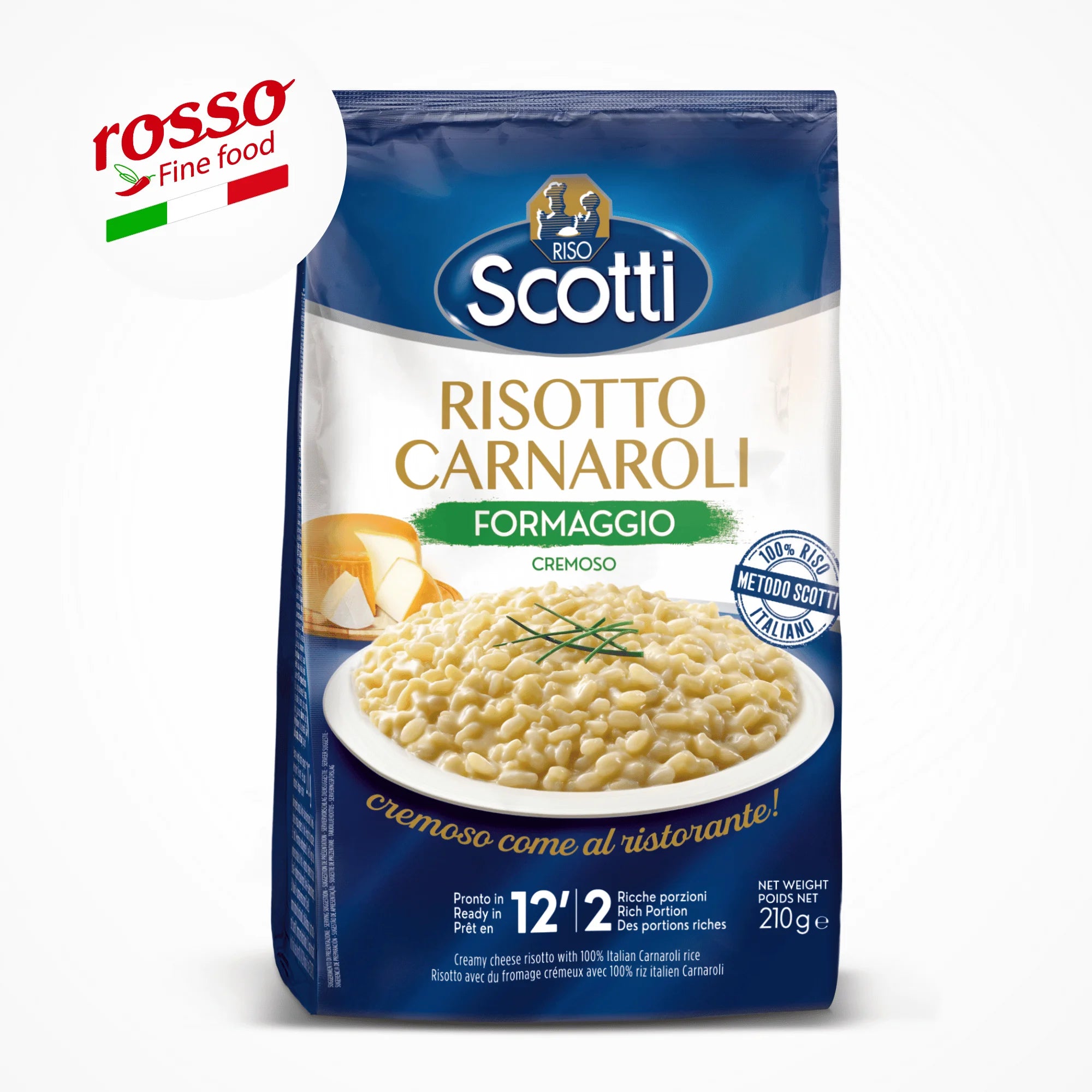 RISO SCOTTI Fresh Original Dry Cream Cheese Carnaroli Arborio Medium-Grain Rice GMO 15 Months Shelf Life Soft Texture Kosher