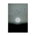 Made In Germany - Home Decor Canvas Picture Moonlight In Hotizont Black White - Wall Art Black Grey - Wall Mural Stretcher Frame