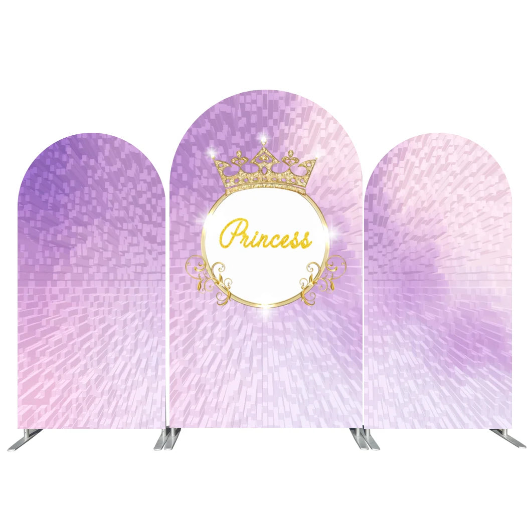 Gold Crown Princess for Birthday Party Arch Backdrop Cover Decoration Background Fabric for Festival Party Event