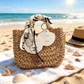 Seashell Leather Eyeglass Clip Keychain Eyewear Accessory Embossed Shell Sunglasses Holder Bag Charm for Women MegaBDM