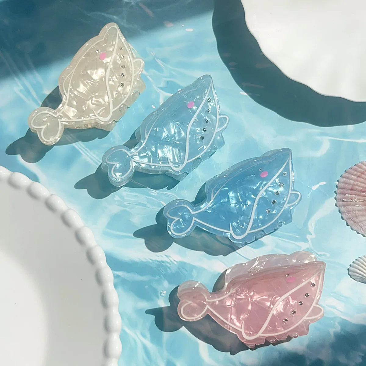 New Summer Ocean Plastic Hair Claw Clip Cartoon Whale Sea Animals Hair Clips for Women Girls Large Ocean Hair Claw clips