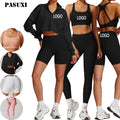 PASUXI Wholesale Fitness Clothes for Gym Wear Women Sets 3 Pieces Yoga Jackets Workout Leggings Sports Bras Top Sportswear Set