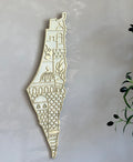 Handmade Eco-Friendly Wooden Israel Map Tile Laser Engraved Customizable Wall Decor Painted Technique Business Gift