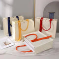 MU Ribbon Canvas Bag Custom Tote Bag Waterproof Hand-pull Zipped Bag Student Commuting Cotton Bag Large Canvas Bag