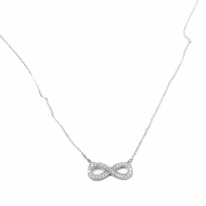 925 Sterling Silver Zircon Infinity Pendant Necklace Memorable Gift For Couple