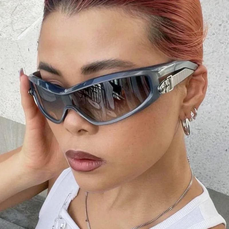2025 Luxury Women One Piece Lens Windproof Goggles Y2K Punk Shades UV400 Sports Polarized Sunglasses Women