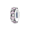 Silver Fashion Pink Square Zircon Rubber Plug with Positioning Bead Charms with Zircon Classic Jewelry Weddings Parties